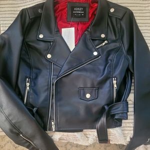 Women's Black Faux Leather Moto Jacket
